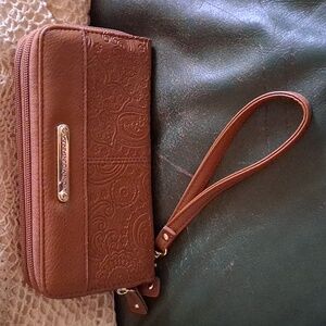 Paisley Embossed Wristlet Wallet
